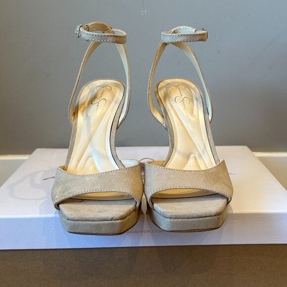 Jessica Simpson Jixte Sculptural Ankle-Wrap Platform Heels (Light Maple) - Picture 9 of 16